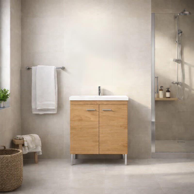 Έπιπλο μπάνιου με νιπτήρα Savvopoulos Argo 65 Light Hickory 65x45x82cm