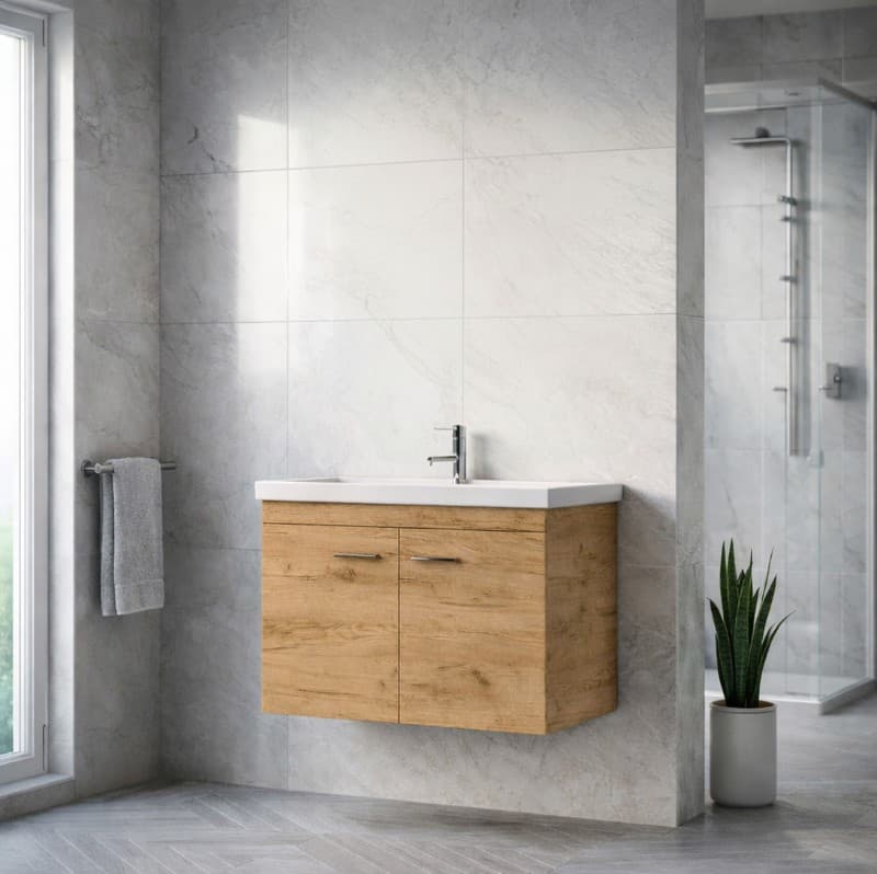 Έπιπλο μπάνιου με νιπτήρα Savvopoulos Emily 80 Light Hickory 80x45x55cm