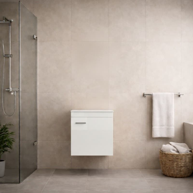 Έπιπλο μπάνιου με λευκό πάγκο solid Savvopoulos Emily 50 Glossy White 49x29x55cm