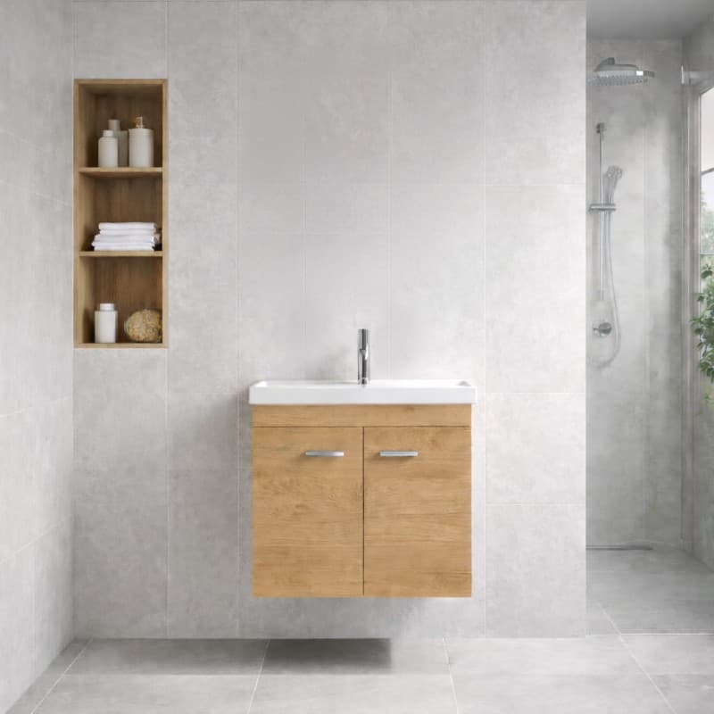 Έπιπλο μπάνιου με νιπτήρα Savvopoulos Emily 60 Light Hickory 60x45x55cm