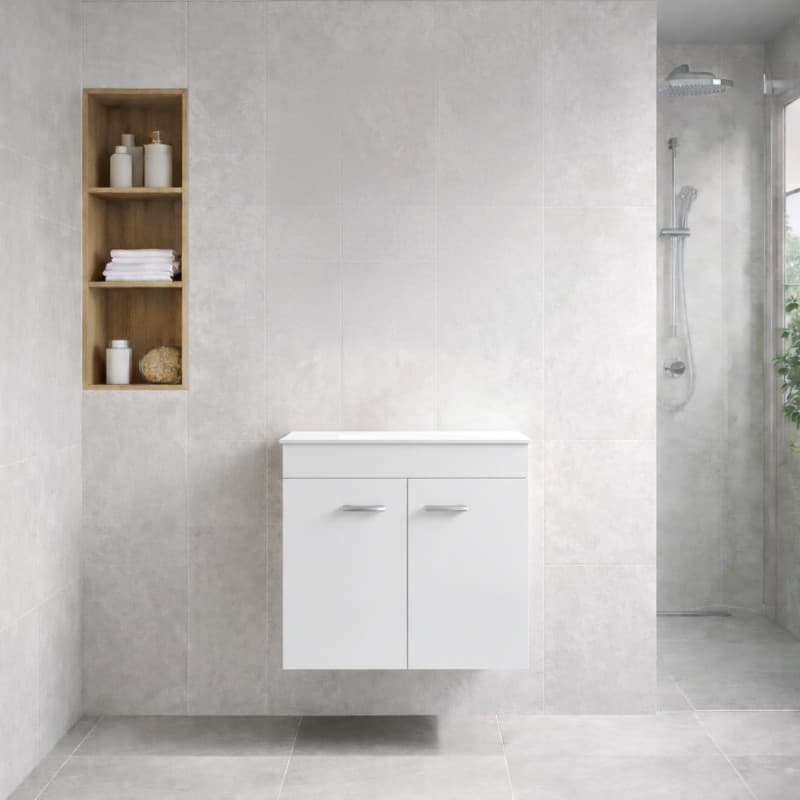 Έπιπλο μπάνιου με λευκό πάγκο solid Savvopoulos Emily 60 Glossy White 58x44x55cm