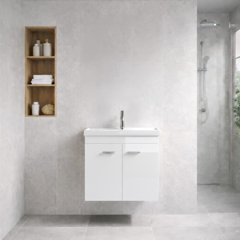 Έπιπλο μπάνιου με νιπτήρα Savvopoulos Emily 60 Glossy White 60x45x55cm