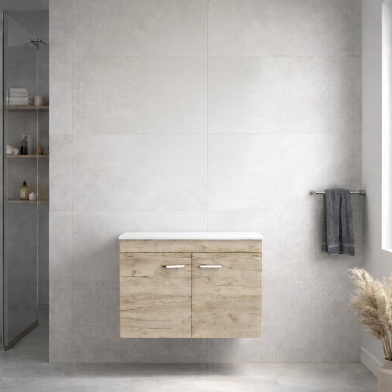 Έπιπλο μπάνιου με λευκό πάγκο solid Savvopoulos Emily 70 Grey Craft 68x44x55cm