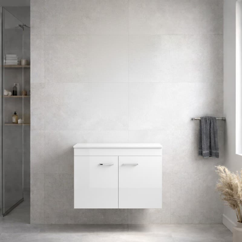 Έπιπλο μπάνιου με λευκό πάγκο solid Savvopoulos Emily 70 Glossy White 68x44x55cm