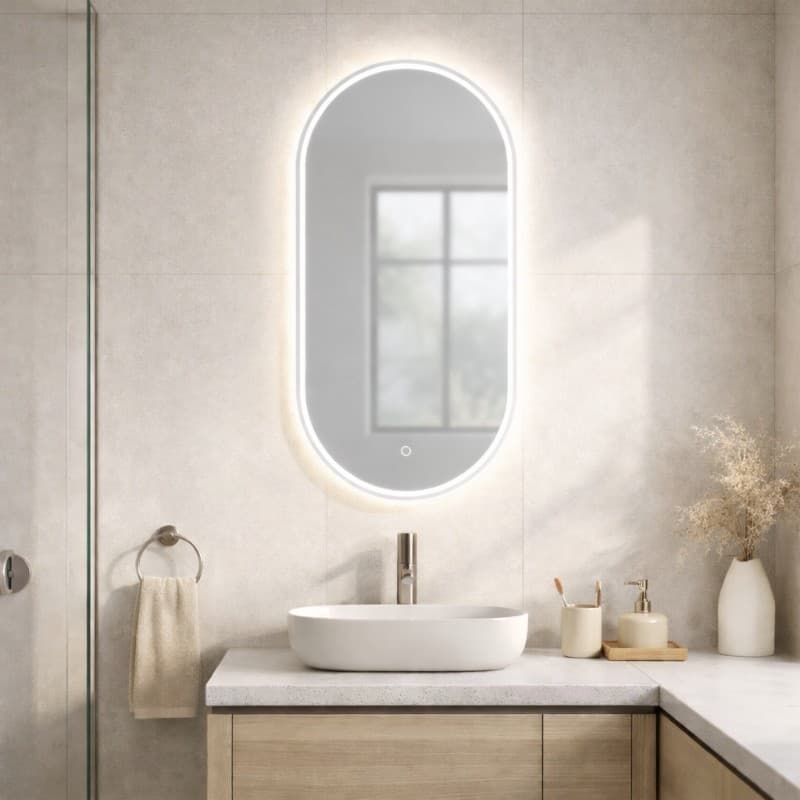 Καθρέπτης μπάνιου με Led Savvopoulos Ivory 50x90cm