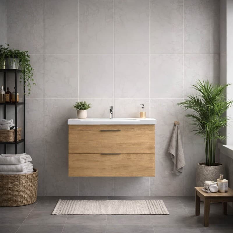 Έπιπλο μπάνιου με νιπτήρα Savvopoulos Likno 80 Light Hickory 80x45x55cm