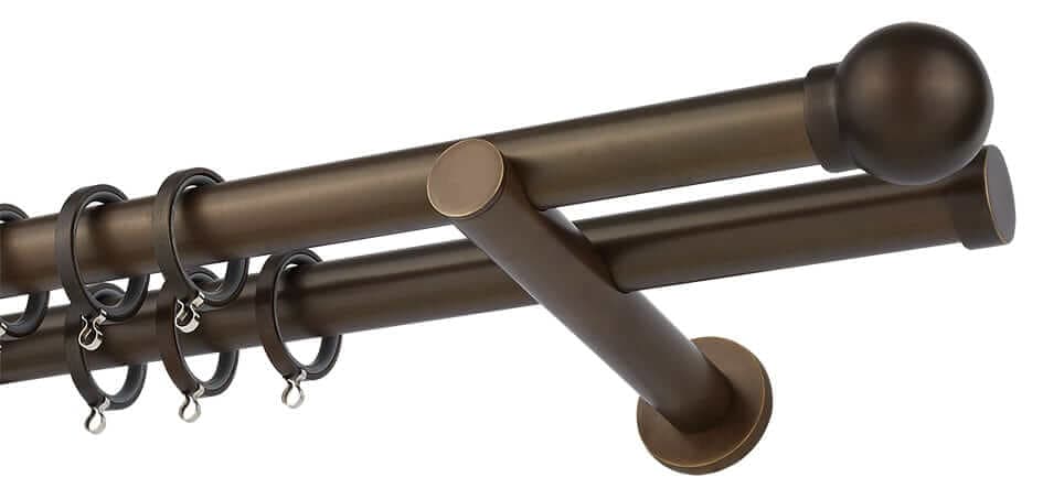 Μεταλλικό Κουρτινόξυλο Διπλό Zogometal A0058 Φ25mm Ματ Μπρονζέ