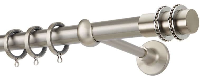 Μεταλλικό Κουρτινόξυλο Zogometal PR4117 Φ25mm Ματ Νίκελ / Χρώμιο / Κρύσταλλο Asfour