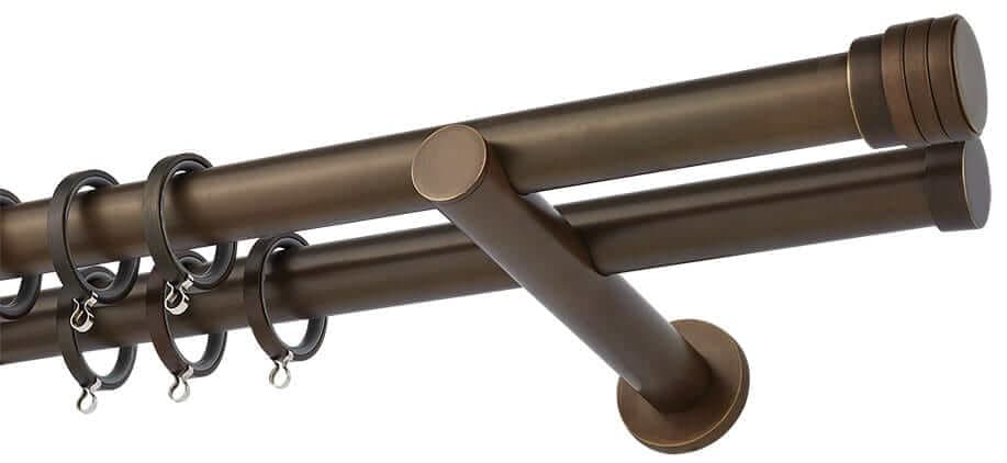 Μεταλλικό Κουρτινόξυλο Διπλό Zogometal A4143 Φ25mm Ματ Μπρονζέ