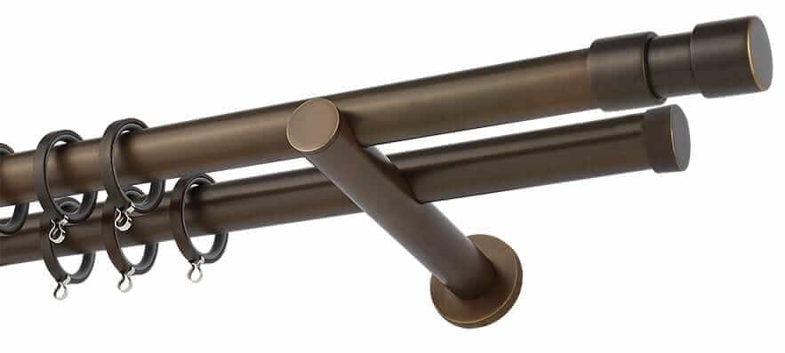 Μεταλλικό Κουρτινόξυλο Διπλό Zogometal A4142 Φ25mm Ματ Μπρονζέ