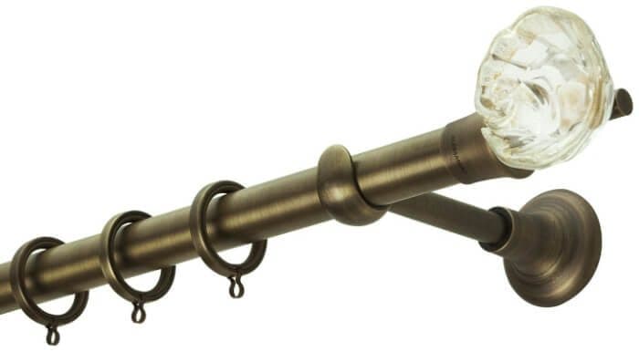 Μεταλλικό Κουρτινόξυλο Zogometal CL4130 Φ25mm Μπρονζέ / Κρύσταλλο Murano