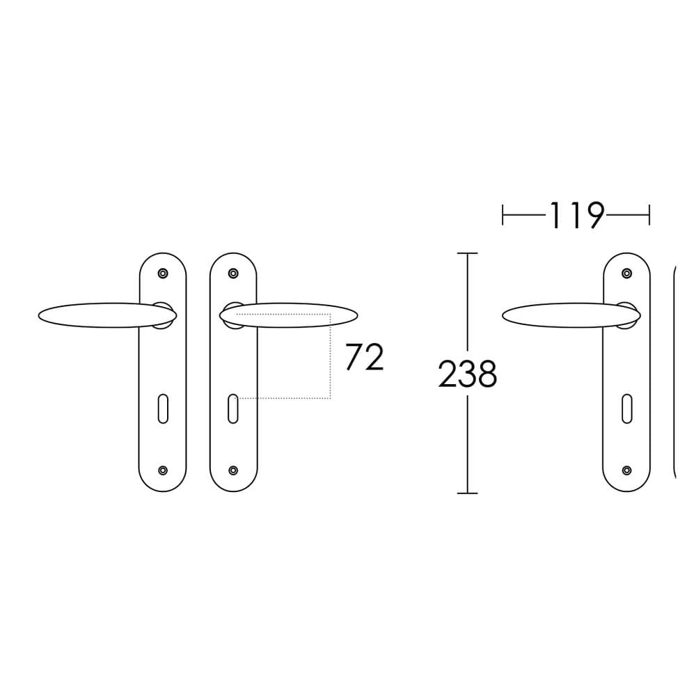 Πόμολα Πόρτας με Πλάκα Conset C185 Ματ Νίκελ - 2