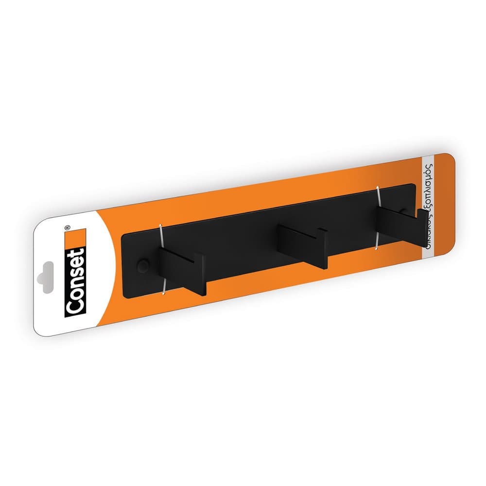 Κρεμάστρα Conset C1171-3S19S19 Ματ Μαύρο 21x5x4cm - 2