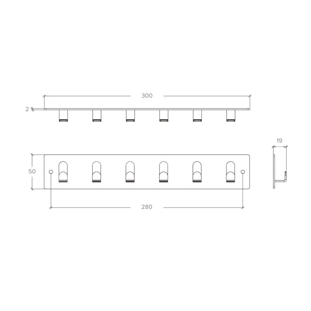 Κρεμάστρα Conset C1349-6S19S19 Ματ Μαύρο 30x1,9x5cm - 2