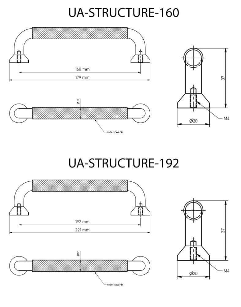 Λαβή Επίπλων GTV STRUCTURE Ματ Μαύρο - 6