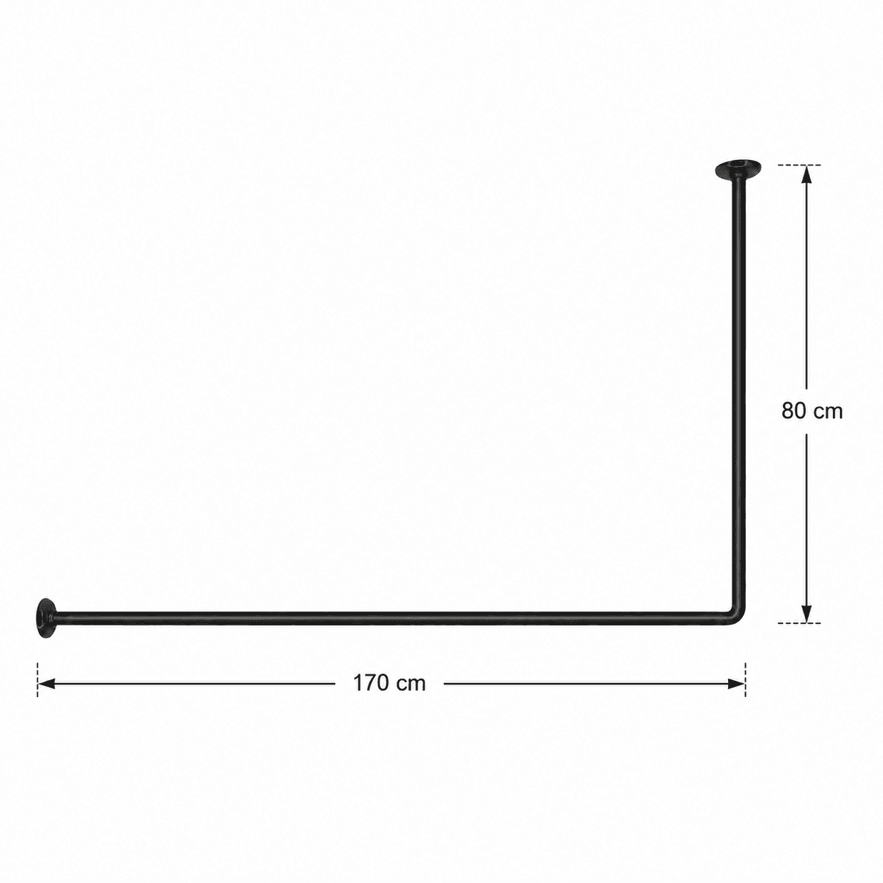 Βραχίονας Μπάνιου Γωνιακός MRShome DC-022170B Μαύρο 170x80cm Ø22mm - 3