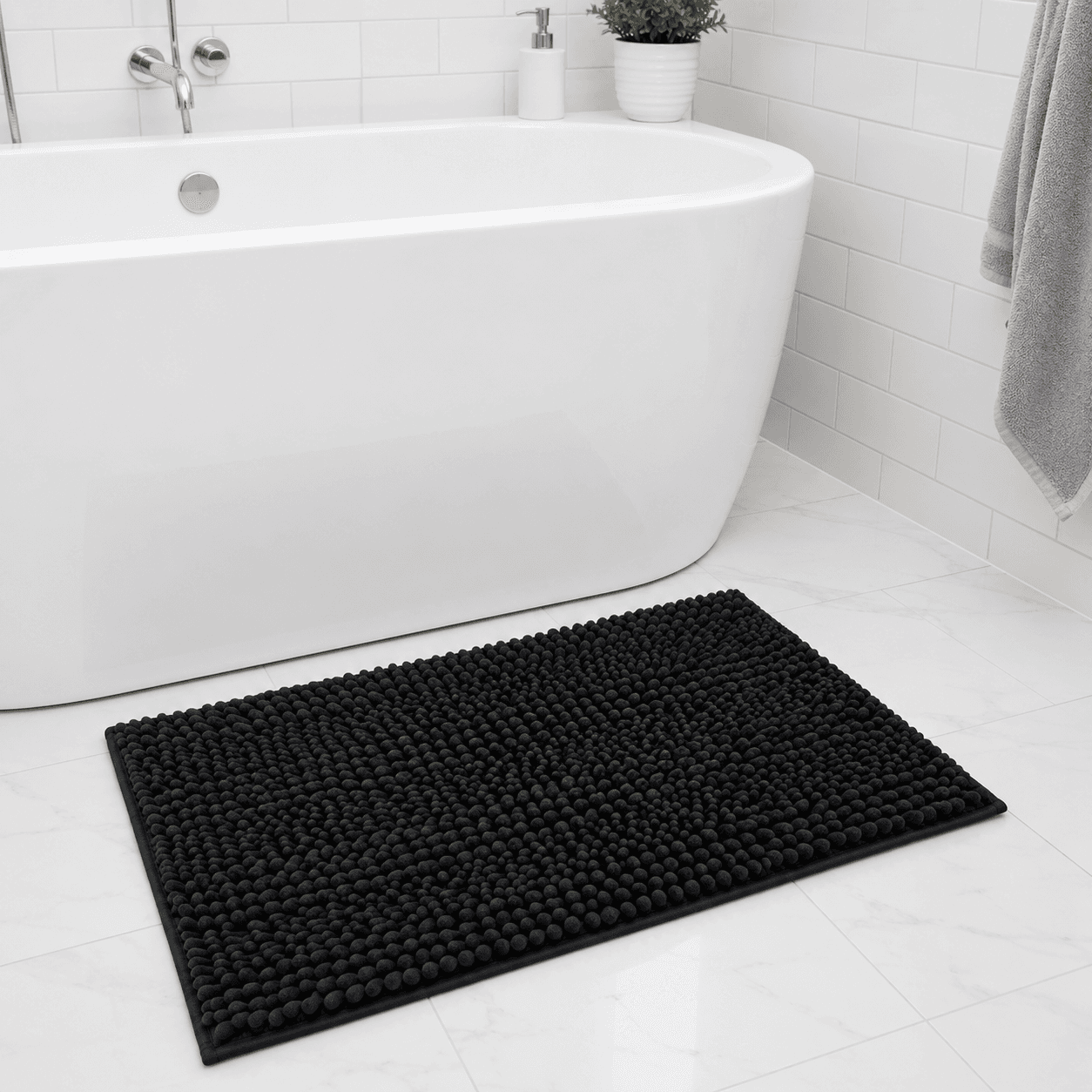 Πατάκι Μπάνιου MRShome DC-023001 Chenille Μαύρο 45x70cm - 3