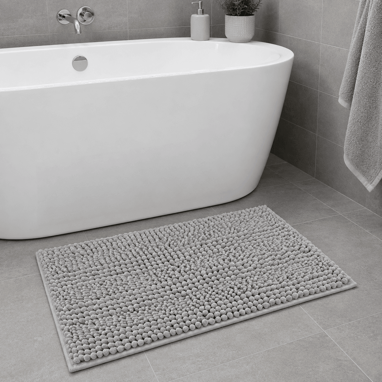 Πατάκι Μπάνιου MRShome DC-023002 Chenille Γκρι 45x70cm - 2