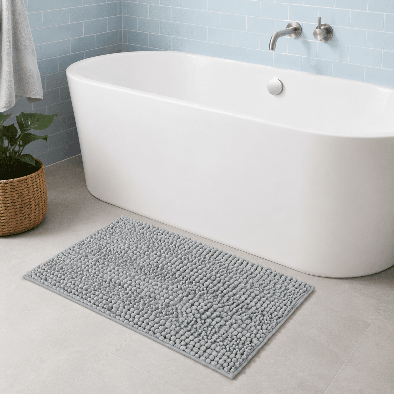 Πατάκι Μπάνιου MRShome DC-023002 Chenille Γκρι 45x70cm - 3