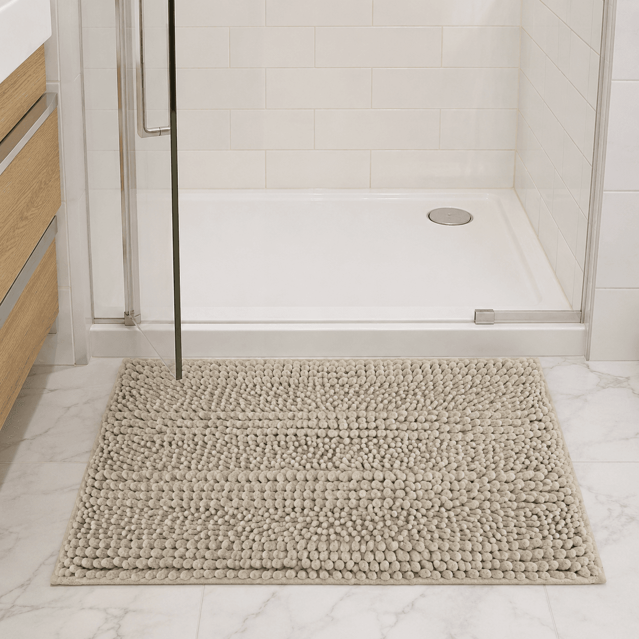 Πατάκι Μπάνιου MRShome DC-023003 Chenille Μπεζ 45x70cm - 3