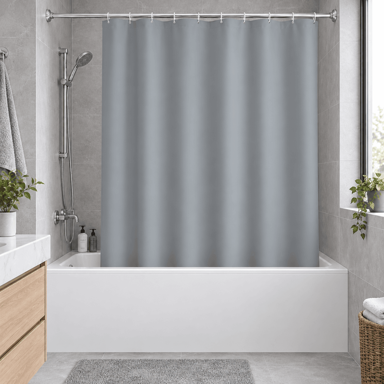 Κουρτίνα Μπάνιου Πλαστική MRShome DC-025002 Γκρι 180x180cm - 2