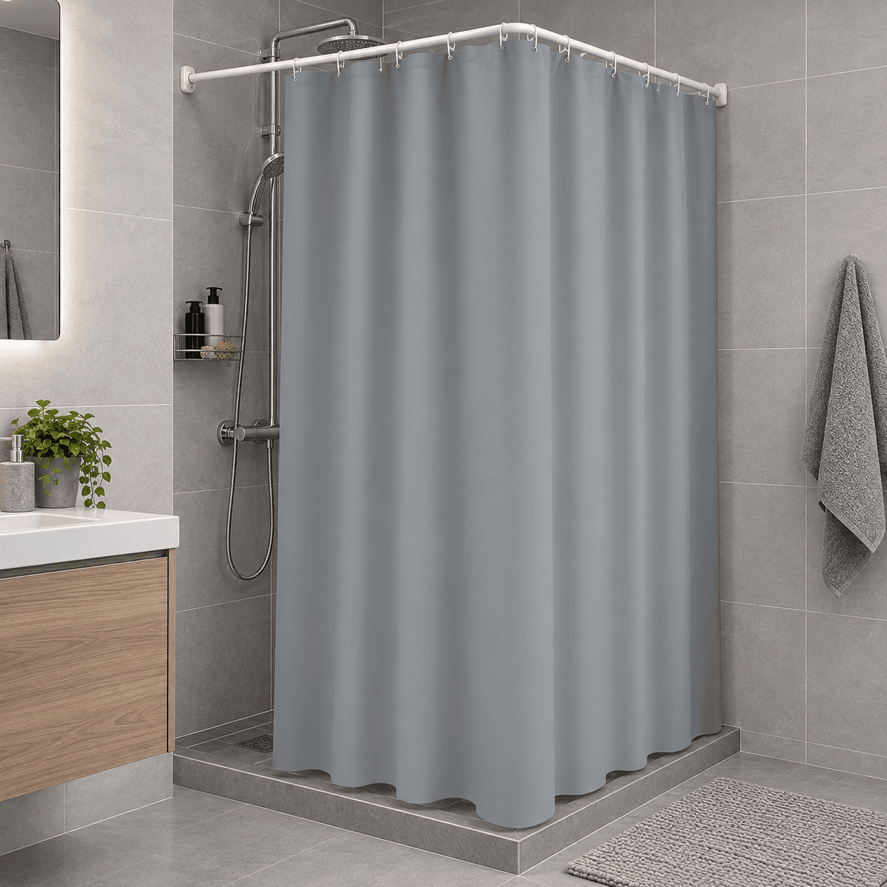 Κουρτίνα Μπάνιου Πλαστική MRShome DC-025002 Γκρι 180x180cm - 3