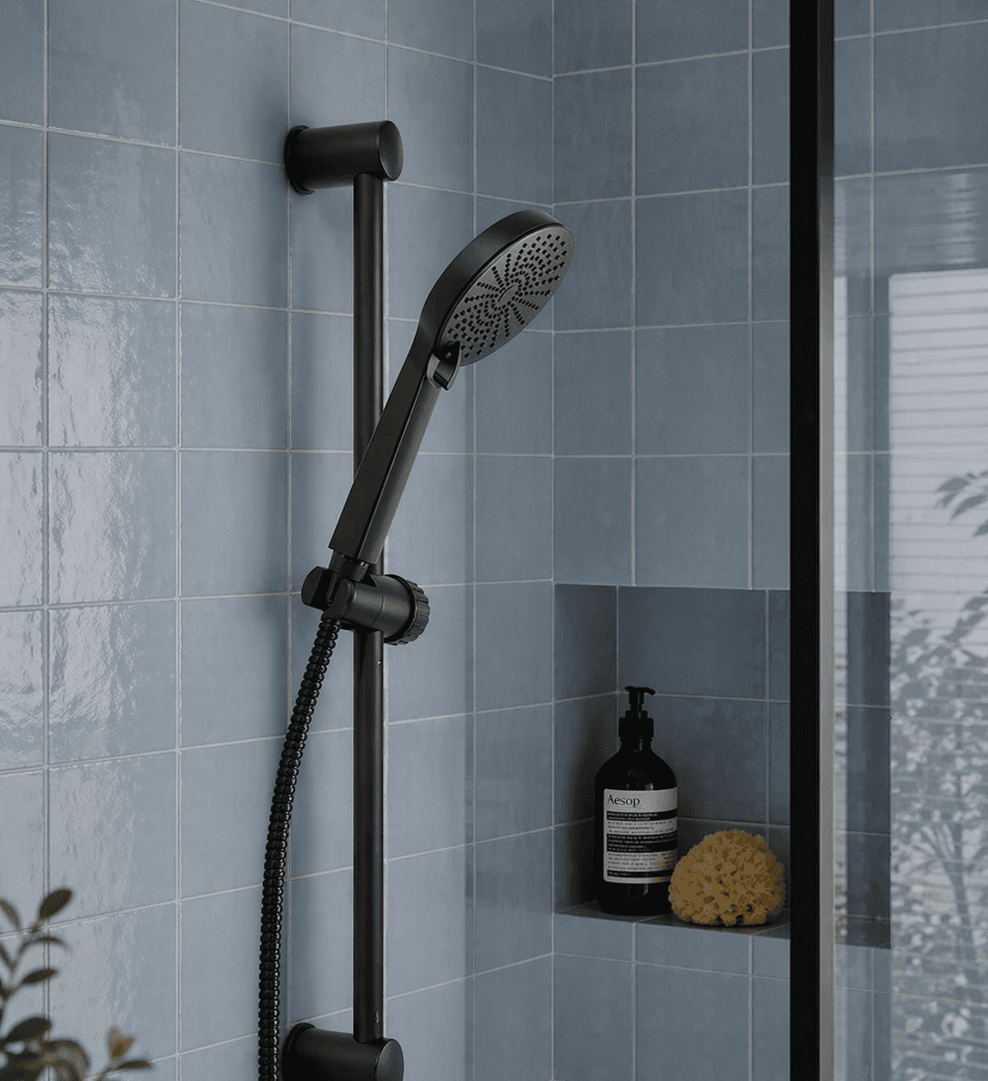 Σετ Ράγα Ντους με Τηλέφωνο και Σπιράλ MRShome DF-0017000 Μαύρο 18,5x7x61,3cm - 2