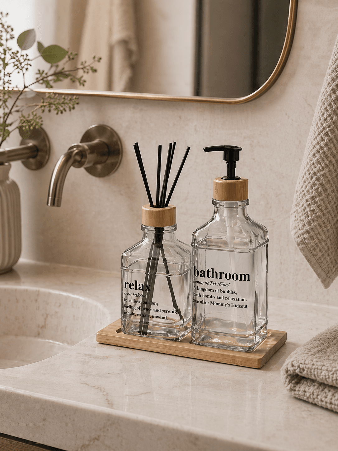 Σετ Ντισπένσερ & Αρωματικό Χώρου με Sticks MRShome DF-0018000 Διάφανο / Ξύλο 15x9x20cm - 2