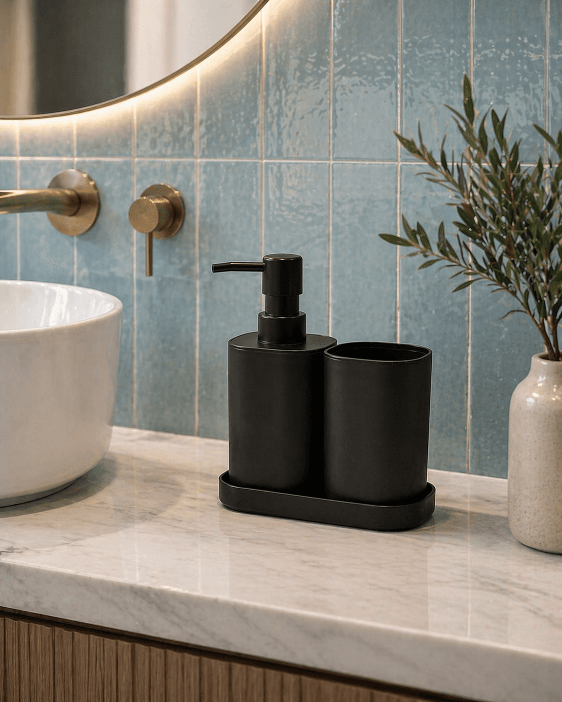 Σετ Μπάνιου MRShome DF-0057001 από PP 3 Τεμαχίων Μαύρο 15x7,3x16,5cm - 2