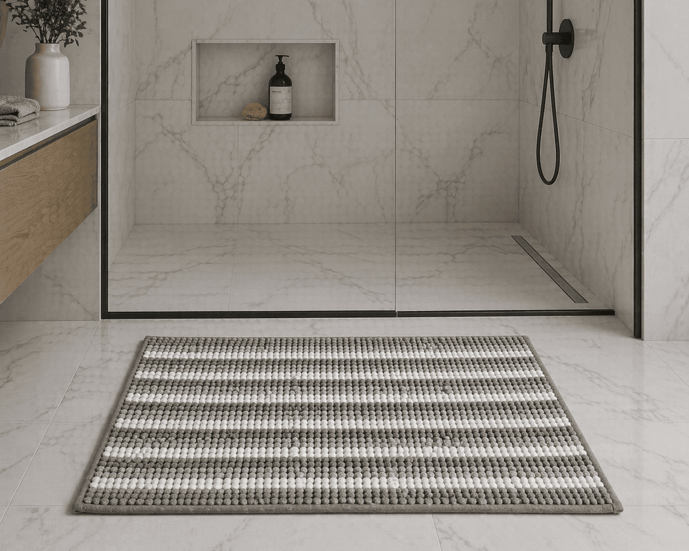 Πατάκι Μπάνιου MRShome DF-0063002 Γκρι/Λευκό 40x60cm - 2