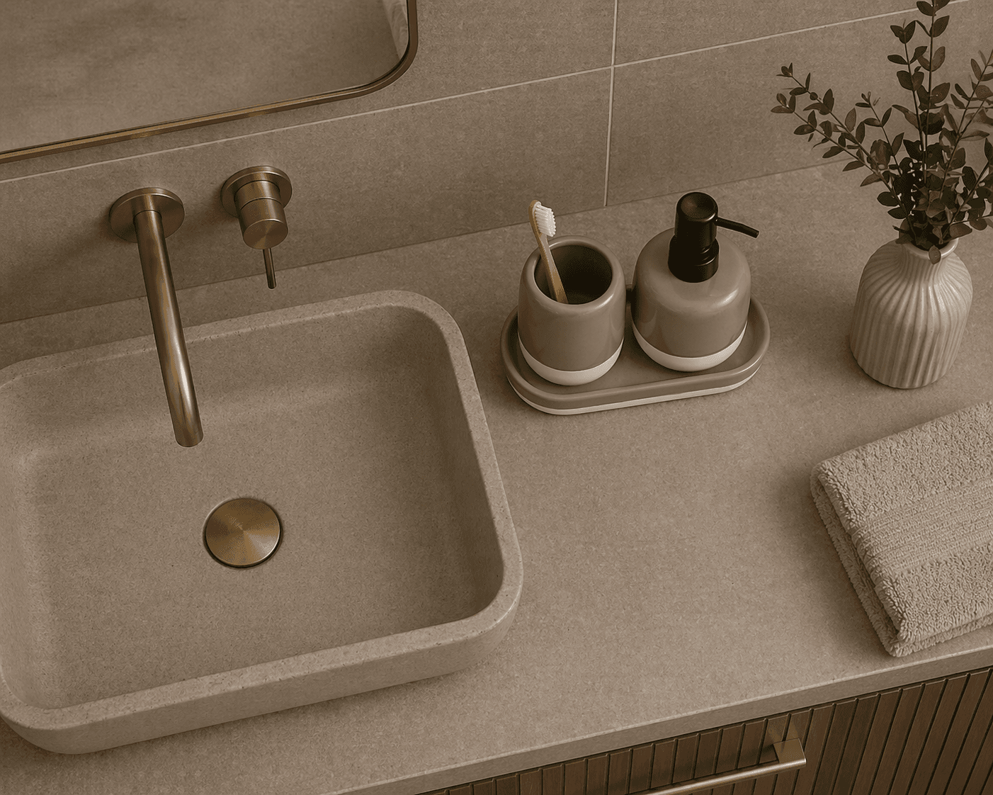 Σετ Μπάνιου MRShome DF-0067002 από Δολομίτη με PP 3 Τεμαχίων Άμμου 7530 22x12x15,5cm - 3