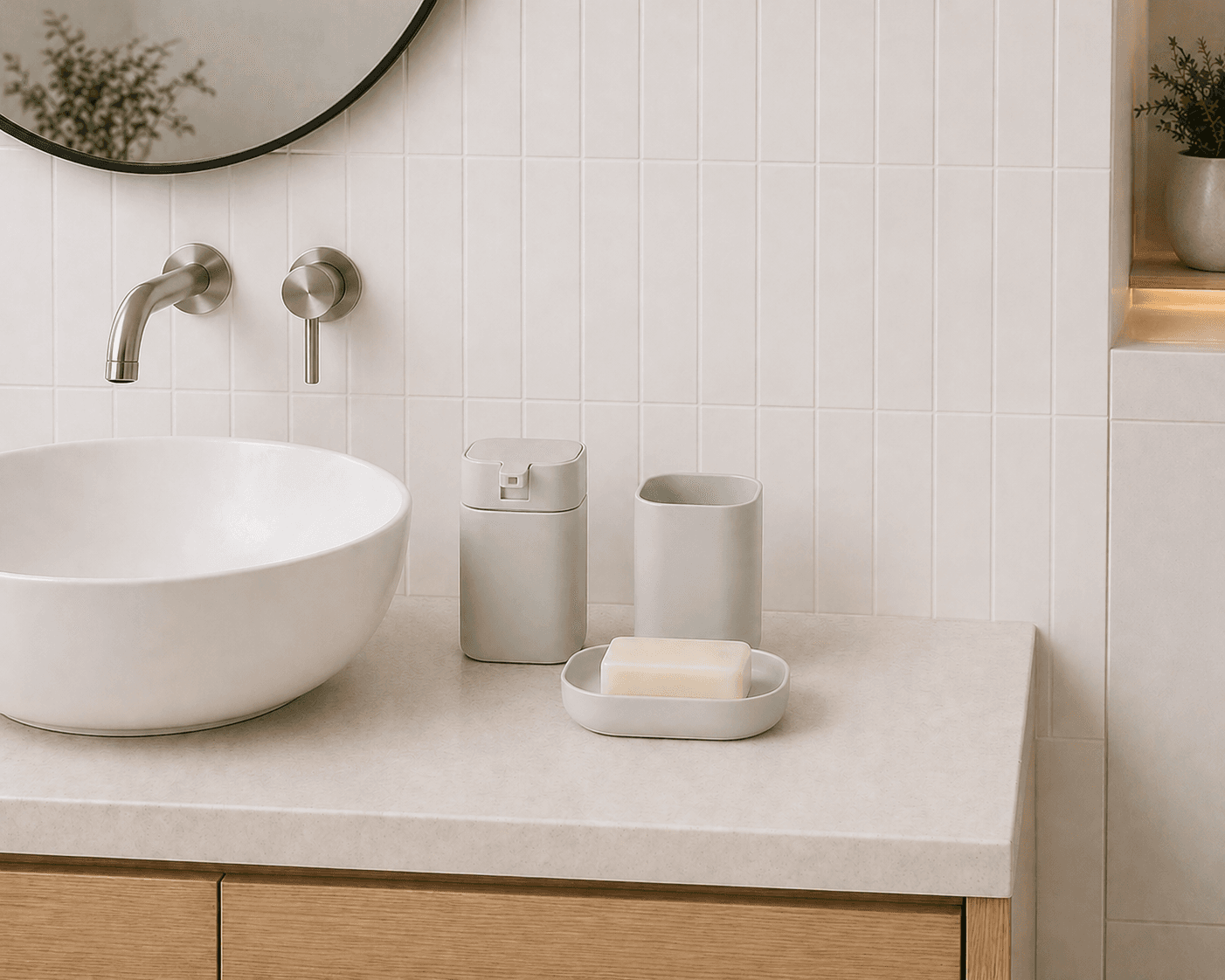 Σετ Μπάνιου MRShome DF-0069001 4 Τεμαχίων από PP Λευκό 17,8x10x37,3cm - 7