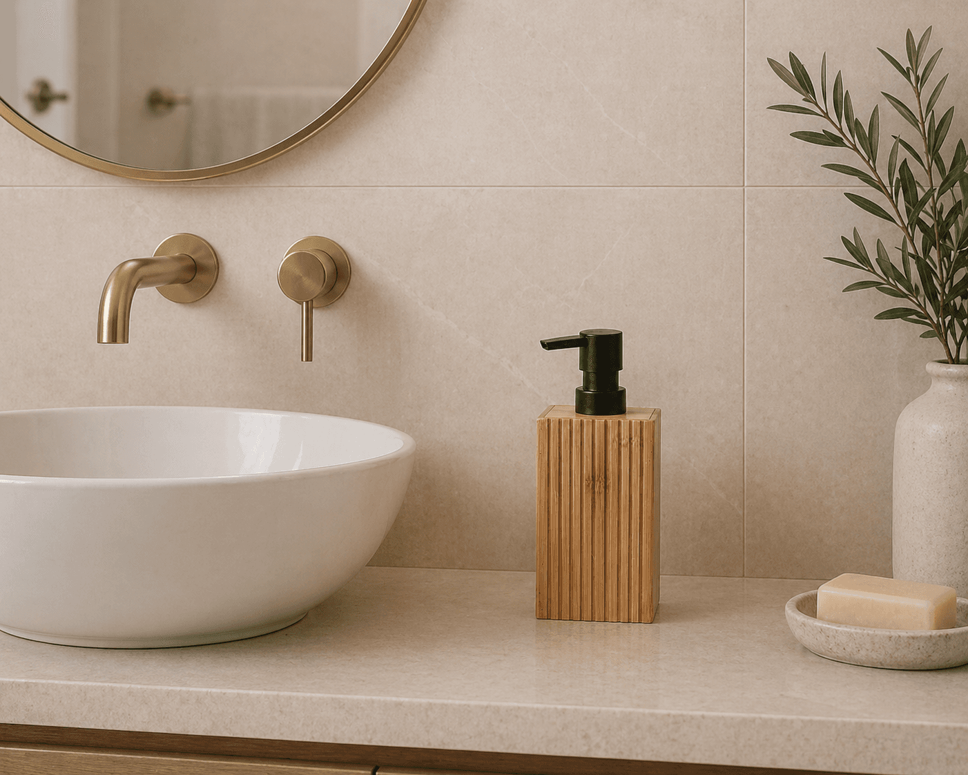 Ντισπένσερ Επικαθήμενο MRShome DF-0085000 από Bamboo με Αντλία από ABS 8,5x6,6x17,5cm - 2