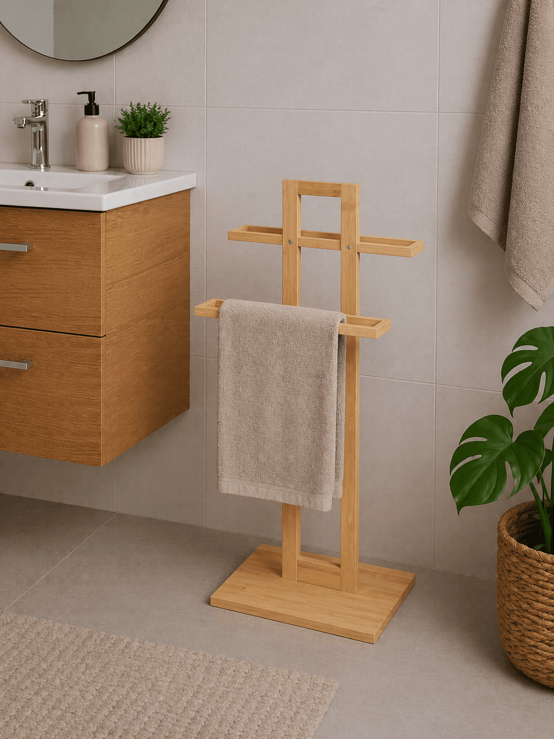 Καλόγερος 2 Θέσεων MRShome DF-0092000 Ξύλο 37x25x85cm - 2