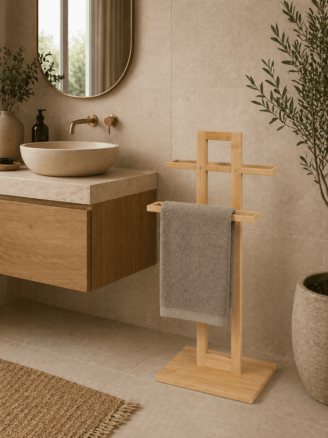Καλόγερος 2 Θέσεων MRShome DF-0092000 Ξύλο 37x25x85cm - 3