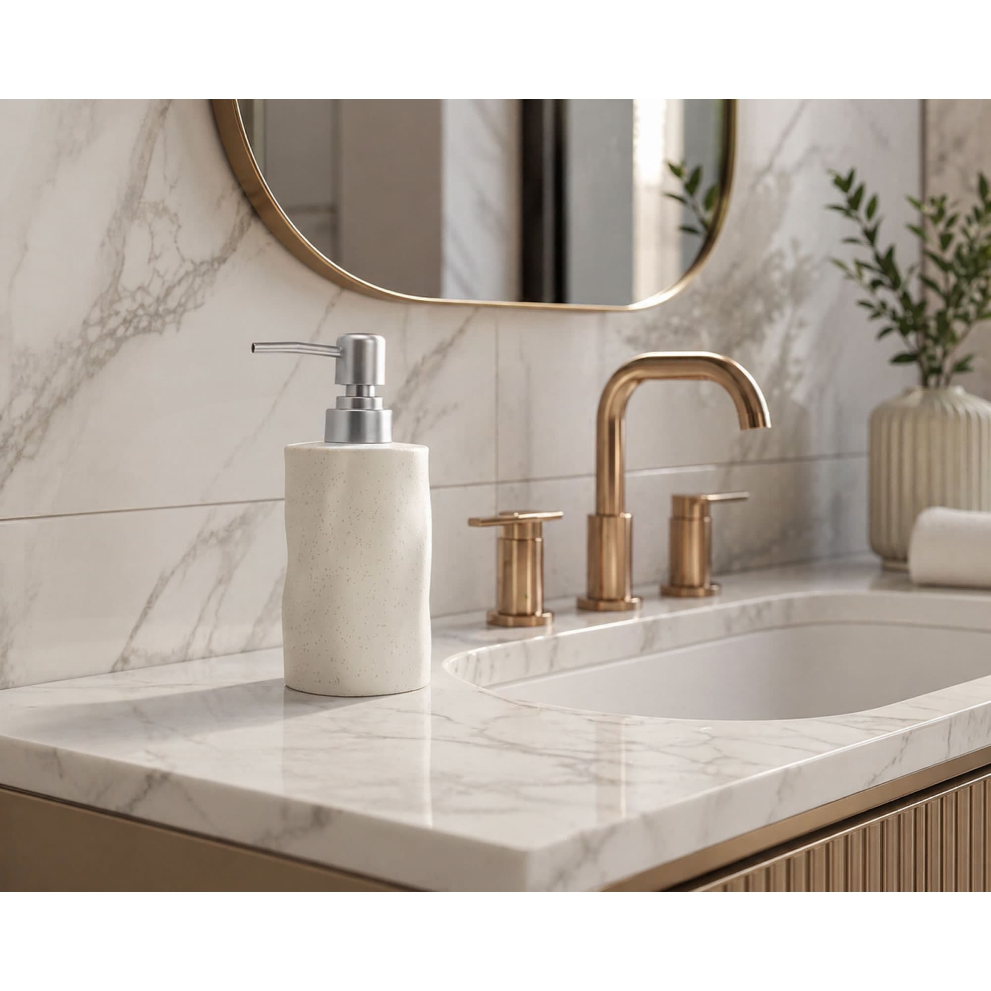 Ντισπένσερ Επικαθήμενο MRShome DF-0095001 Stoneware 300ml Λευκό 9x7,3x17,5cm - 2