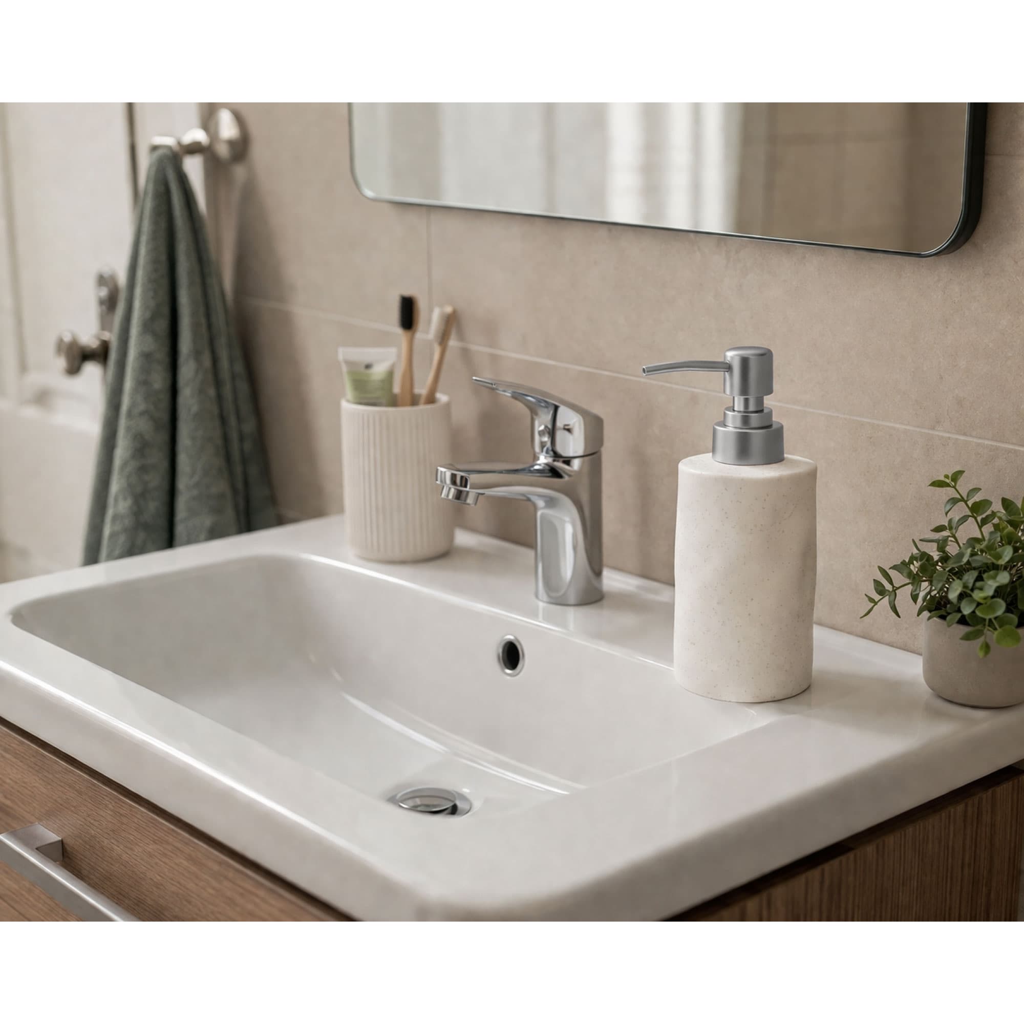 Ντισπένσερ Επικαθήμενο MRShome DF-0095001 Stoneware 300ml Λευκό 9x7,3x17,5cm - 4