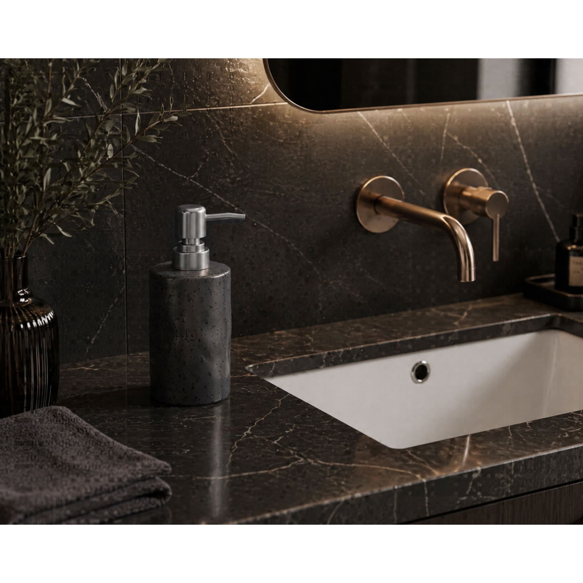 Ντισπένσερ Επικαθήμενο MRShome DF-0095004 Stoneware 300ml Μαύρο 6U 9x7,3x17,5cm - 2