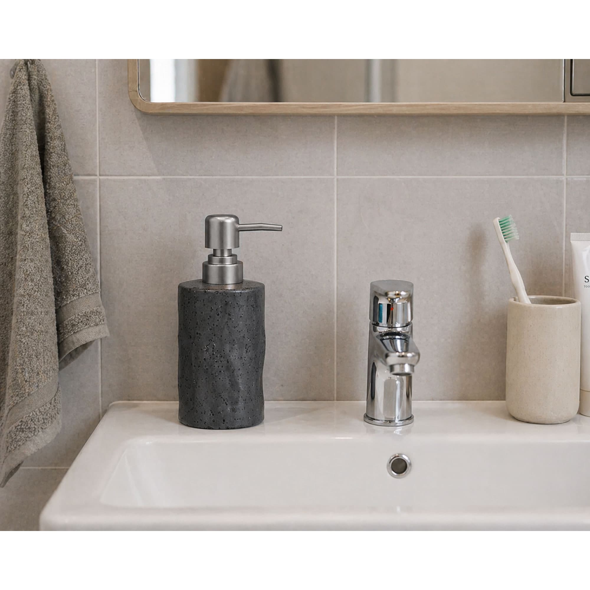 Ντισπένσερ Επικαθήμενο MRShome DF-0095004 Stoneware 300ml Μαύρο 6U 9x7,3x17,5cm - 4