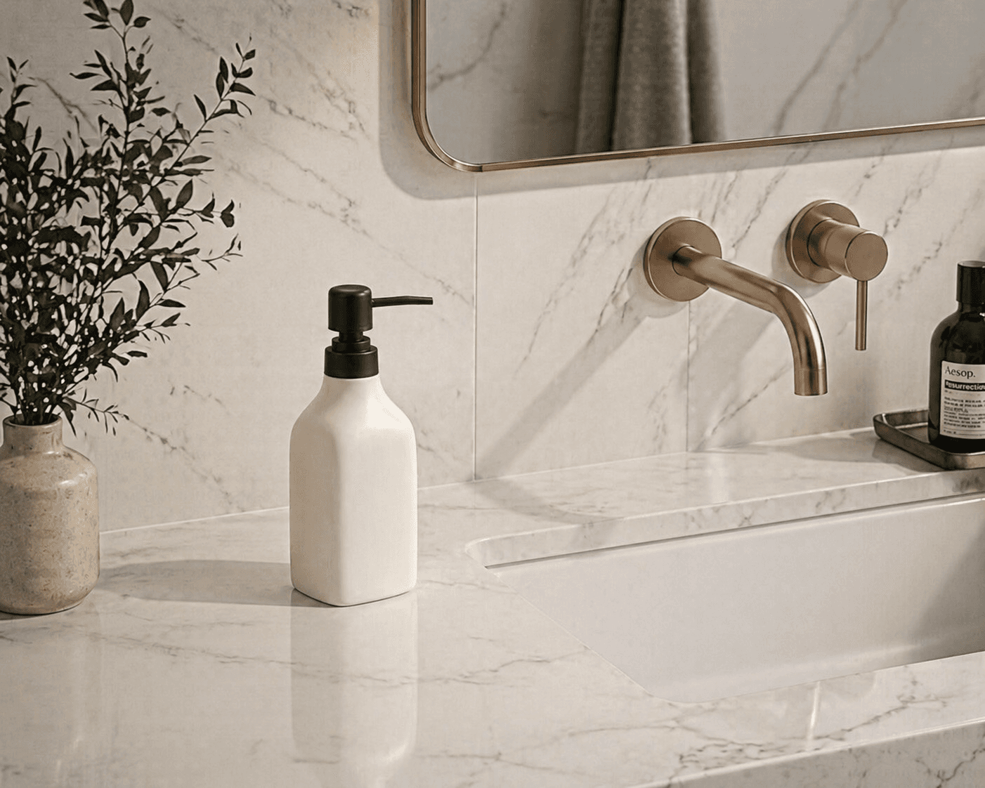 Ντισπένσερ Επικαθήμενο MRShome DF-0096001 Stoneware 350ml Λευκό 9x6x19,5cm - 2