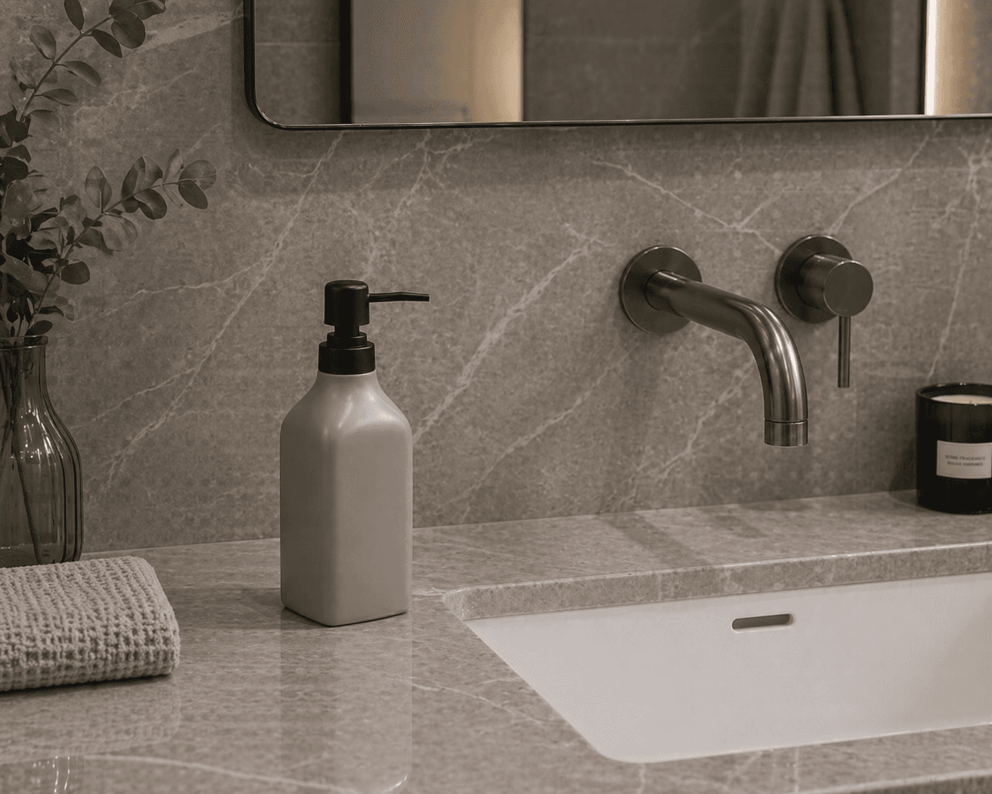 Ντισπένσερ Επικαθήμενο MRShome DF-0096003 Stoneware 350ml Cool Grey 5U 9x6x19,5cm - 2