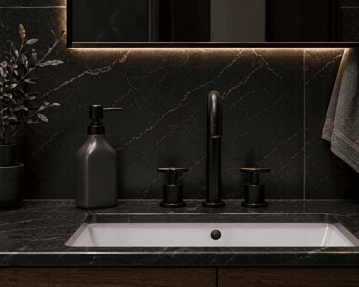 Ντισπένσερ Επικαθήμενο MRShome DF-0096004 Stoneware 350ml Μαύρο 6U 9x6x19,5cm - 2