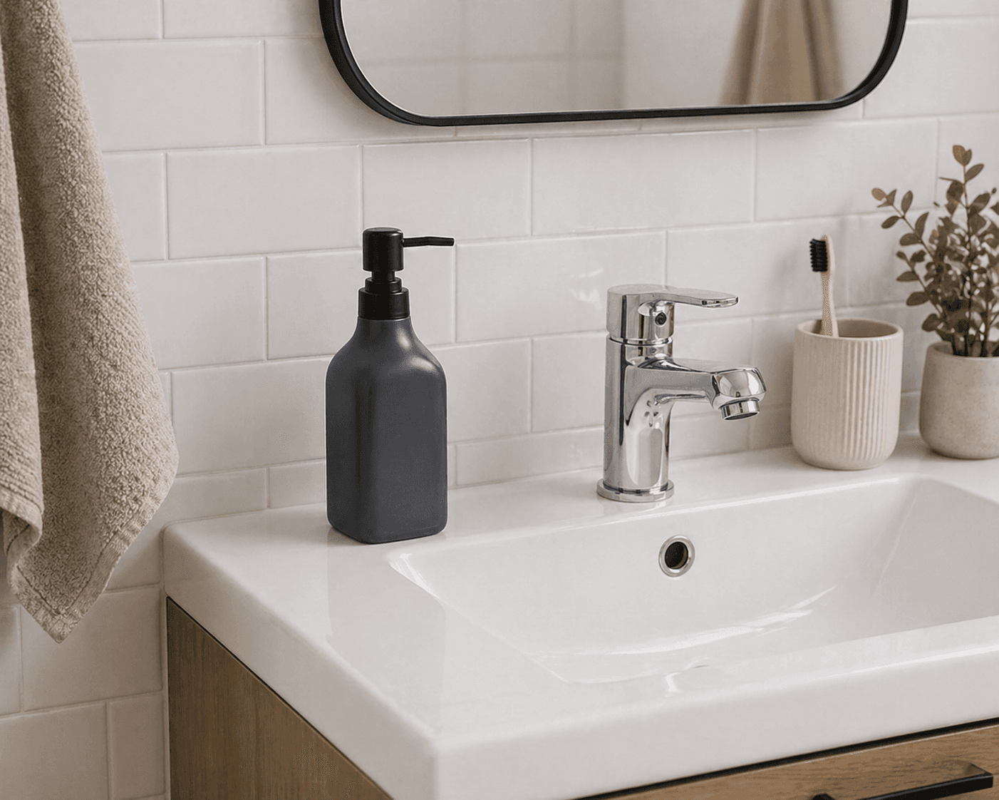 Ντισπένσερ Επικαθήμενο MRShome DF-0096004 Stoneware 350ml Μαύρο 6U 9x6x19,5cm - 3
