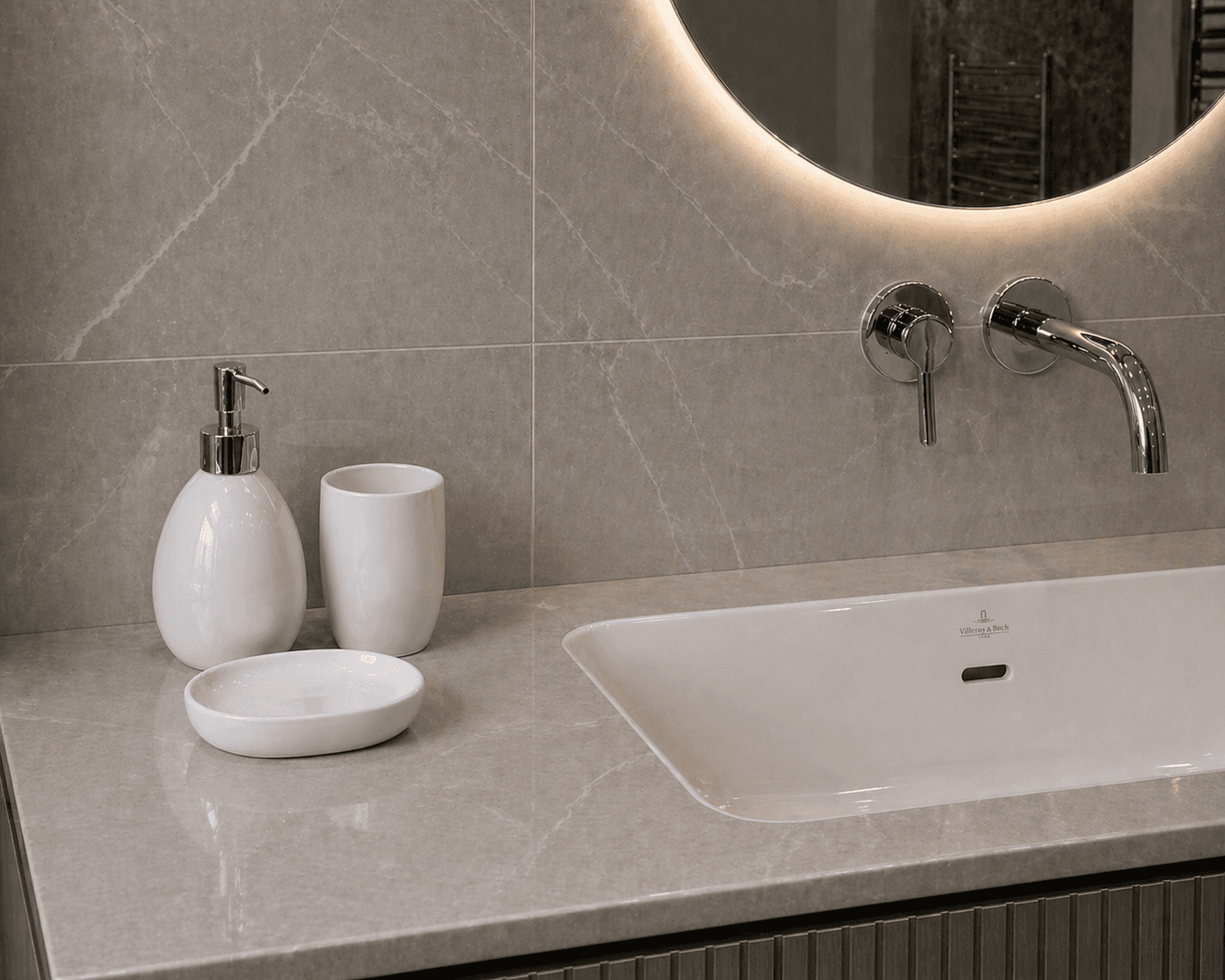 Σετ Μπάνιου MRShome DF-0100001 από Δολομίτη 3 Τεμαχίων Λευκό 25,5x9,5x27,5cm - 3