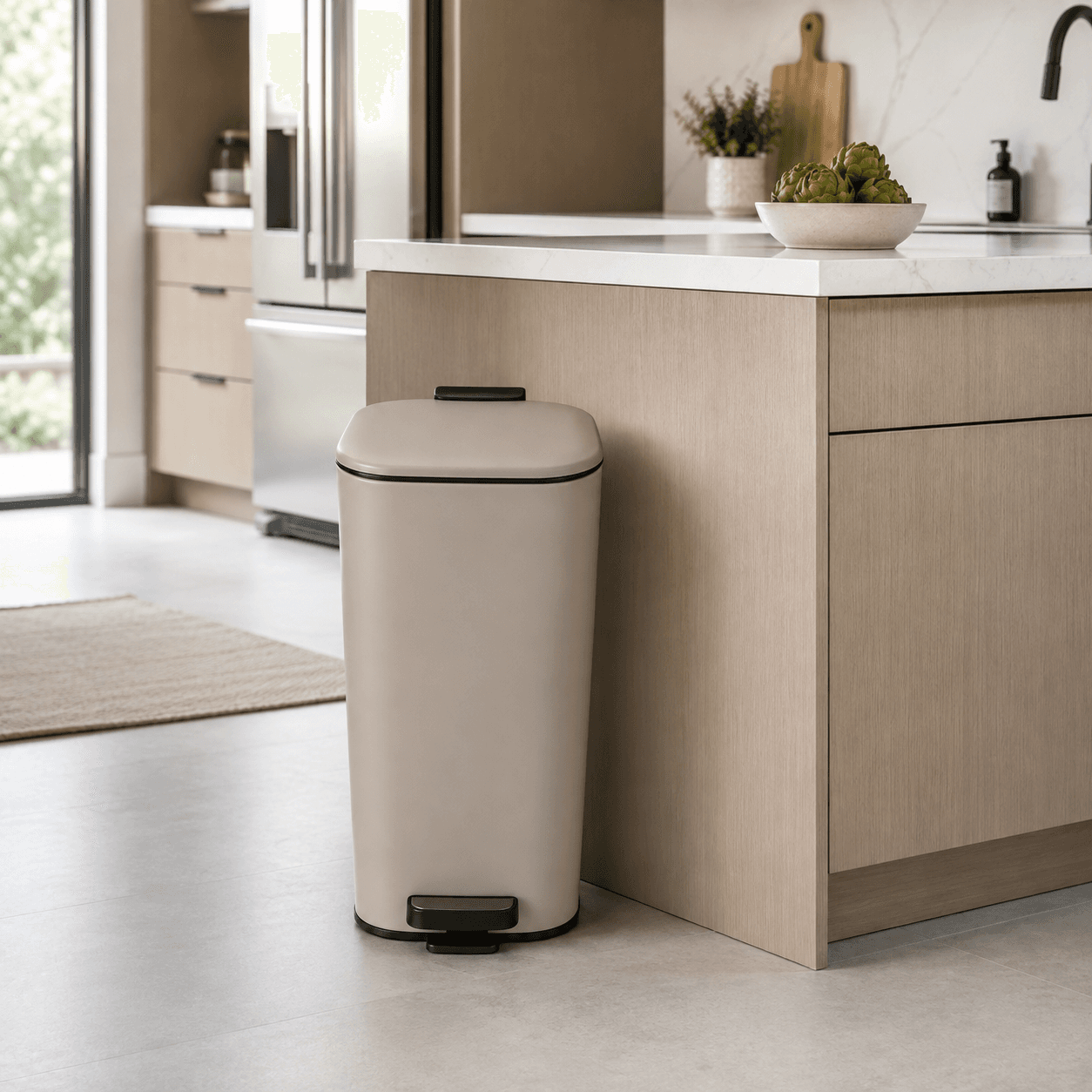 Χαρτοδοχείο MRShome DS-8840000 Soft Close Μεταλλικός 20lt Μπεζ Ματ 23x38x37,5cm - 2