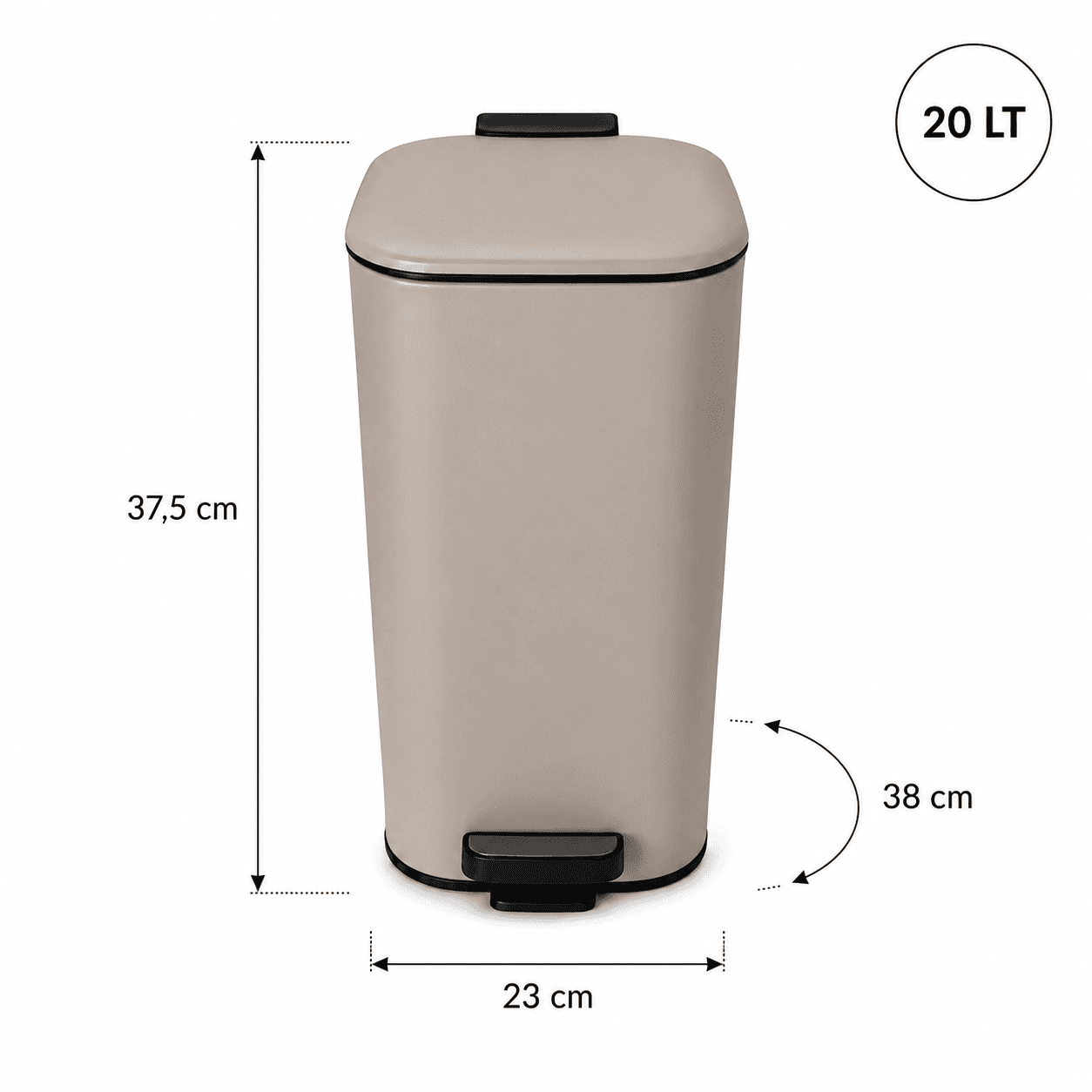 Χαρτοδοχείο MRShome DS-8840000 Soft Close Μεταλλικός 20lt Μπεζ Ματ 23x38x37,5cm - 3