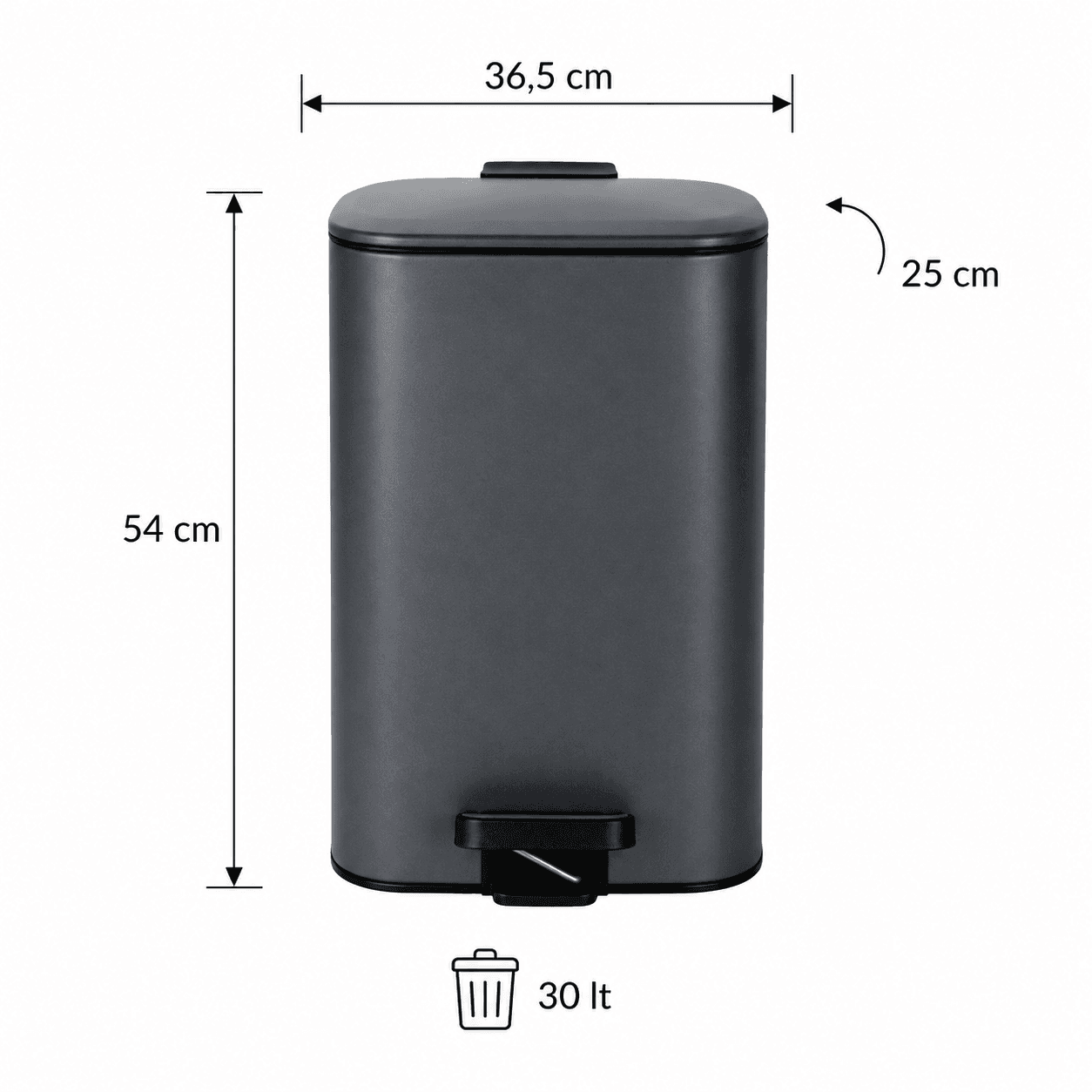 Κάδος MRShome DS-8847000 Soft Close Μεταλλικός 30lt Μαύρος Ματ 36,5x25x54cm - 4