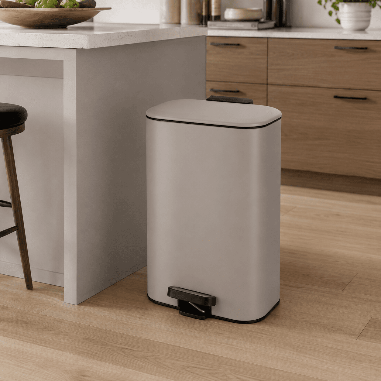 Χαρτοδοχείο MRShome DS-8848000 Soft Close Μεταλλικός 30lt Μπεζ Ματ 36,5x25x54cm - 2