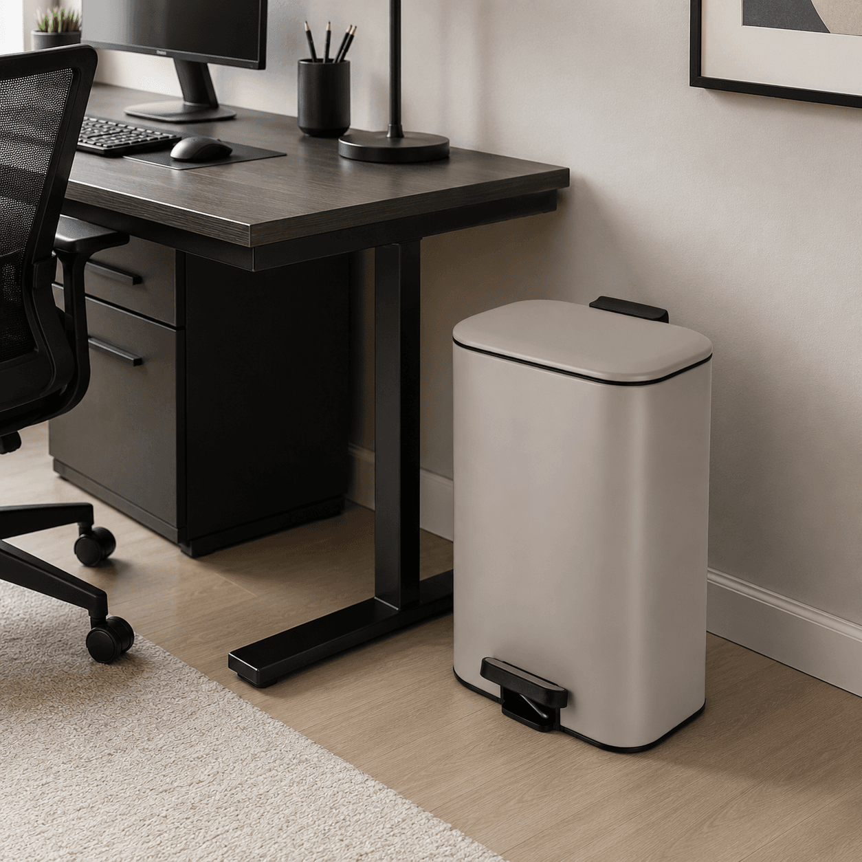 Χαρτοδοχείο MRShome DS-8848000 Soft Close Μεταλλικός 30lt Μπεζ Ματ 36,5x25x54cm - 3