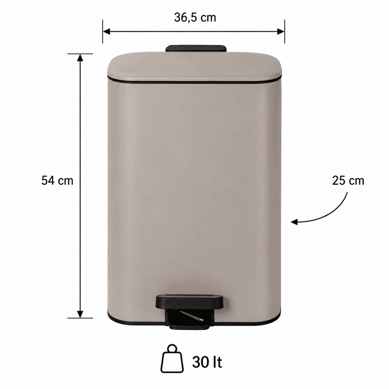 Χαρτοδοχείο MRShome DS-8848000 Soft Close Μεταλλικός 30lt Μπεζ Ματ 36,5x25x54cm - 4